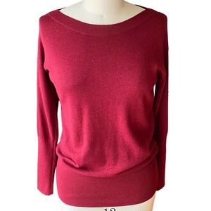 WHBM Cashmere Red Long Sleeve Thin Sweater WHITE HOUSE BLACK MARKET ~ Women's XS